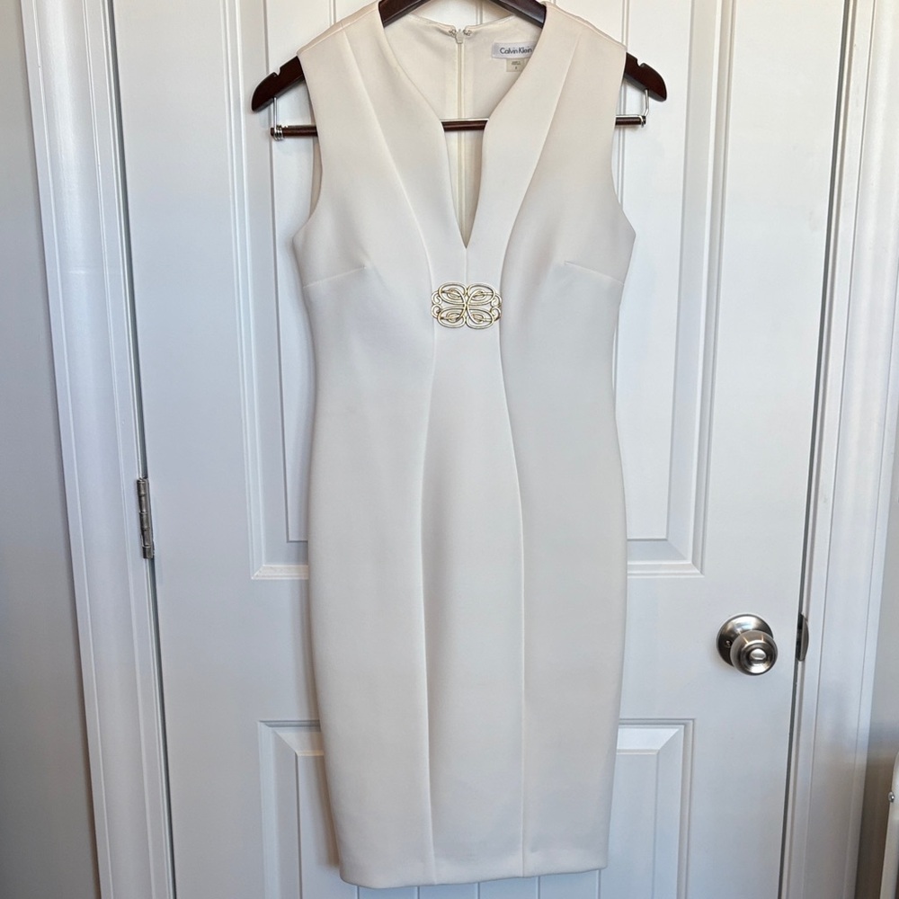 Calvin Klein Women's Cream Midi Dress
